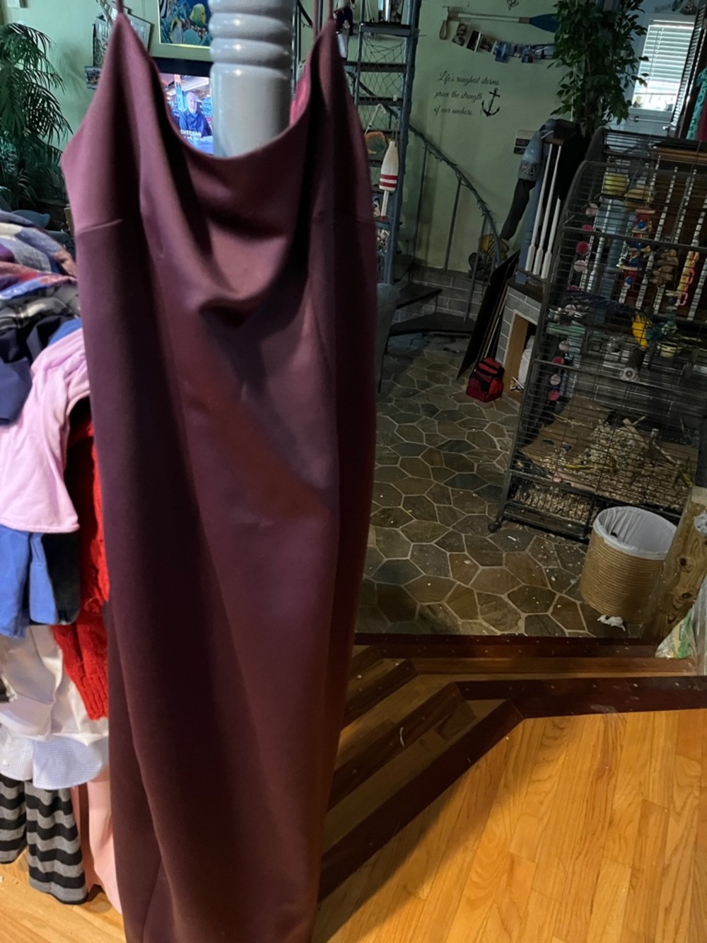 Stenay Backless Satin Dress in Deep Plum mc